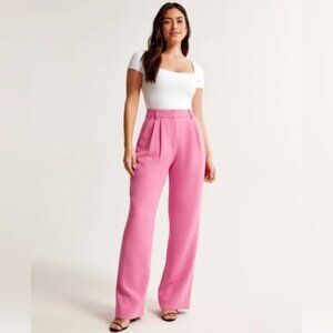 Abercrombie A&F Sloane Tailored Wide Leg Pant Pink Long